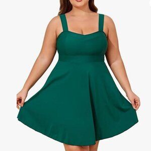 NEW Smismivo Swim Dress Swimsuit Green Removable Cups Stretch Green 3XL